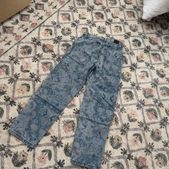BDG Blue Floral Jacquard Straight-Leg Jeans - Picture 3 of 5